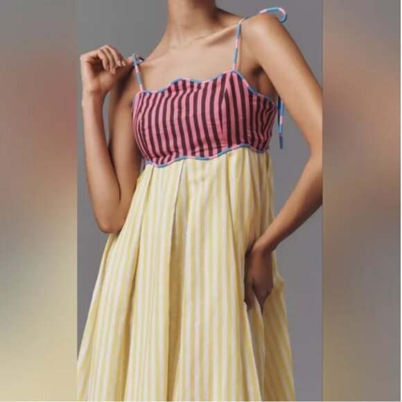 CeliaB Midi Linen Cotton Midi Dress size L - Picture 3 of 8